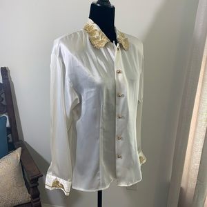 Gold/White Blouse